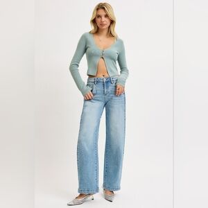 Risen MR Light Wash Wide Leg Barrel Adjustable Leg Denim Jeans Various NEW